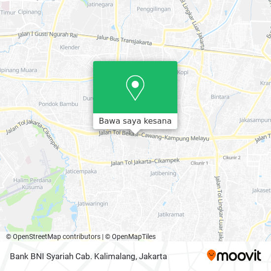 Peta Bank BNI Syariah Cab. Kalimalang