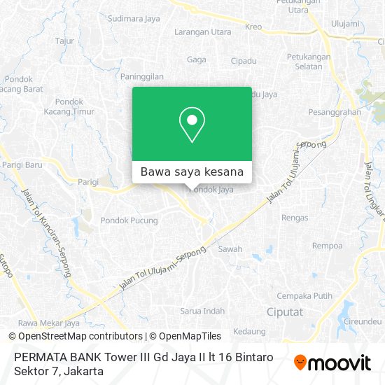 Peta PERMATA BANK Tower III Gd Jaya II lt 16 Bintaro Sektor 7