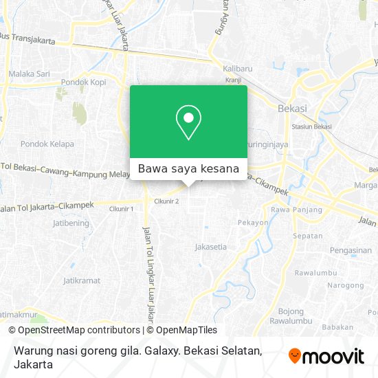Peta Warung nasi goreng gila. Galaxy. Bekasi Selatan