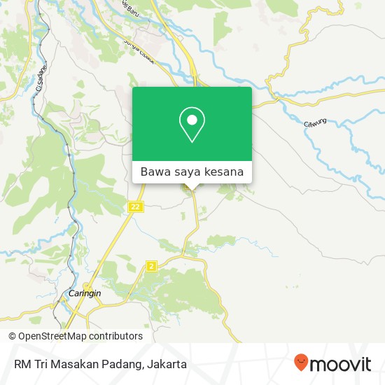 Peta RM Tri Masakan Padang, Jalan Raya Bogor Sukabumi Ciawi Bogor