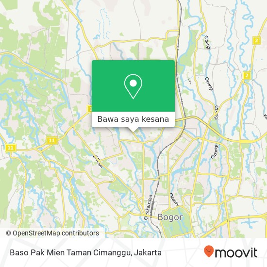 Peta Baso Pak Mien Taman Cimanggu, Jalan Taman Cimanggu Tanah Sereal Bogor