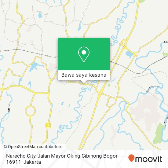 Peta Narecho City, Jalan Mayor Oking Cibinong Bogor 16911