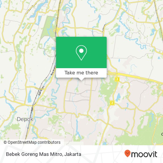 Peta Bebek Goreng Mas Mitro, Jalan Mahakam Sukma Jaya Depok 16417