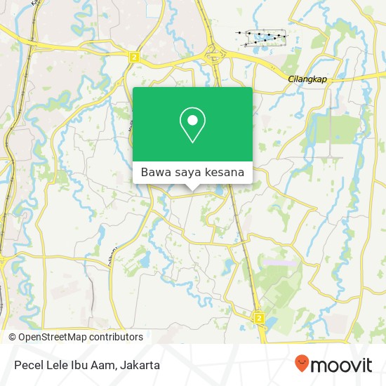 Peta Pecel Lele Ibu Aam, Jalan Kampung Baru Ciracas Jakarta 13730