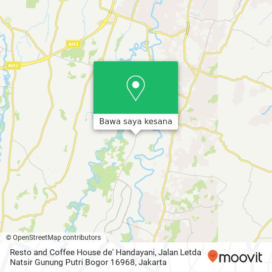 Peta Resto and Coffee House de' Handayani, Jalan Letda Natsir Gunung Putri Bogor 16968