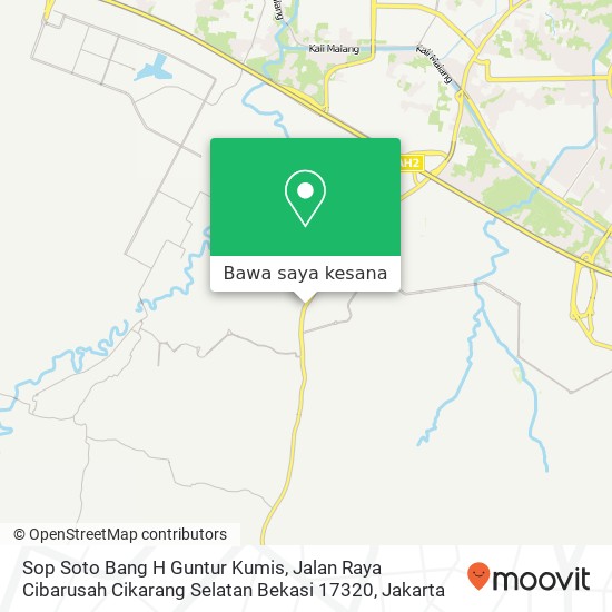 Peta Sop Soto Bang H Guntur Kumis, Jalan Raya Cibarusah Cikarang Selatan Bekasi 17320