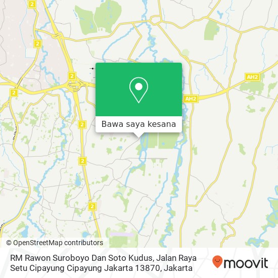 Peta RM Rawon Suroboyo Dan Soto Kudus, Jalan Raya Setu Cipayung Cipayung Jakarta 13870