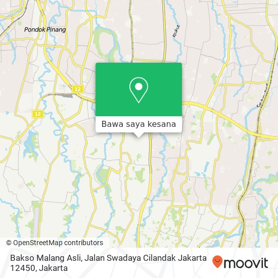 Peta Bakso Malang Asli, Jalan Swadaya Cilandak Jakarta 12450