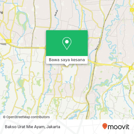 Peta Bakso Urat Mie Ayam, Jalan Saco Pasar Minggu Jakarta 12550