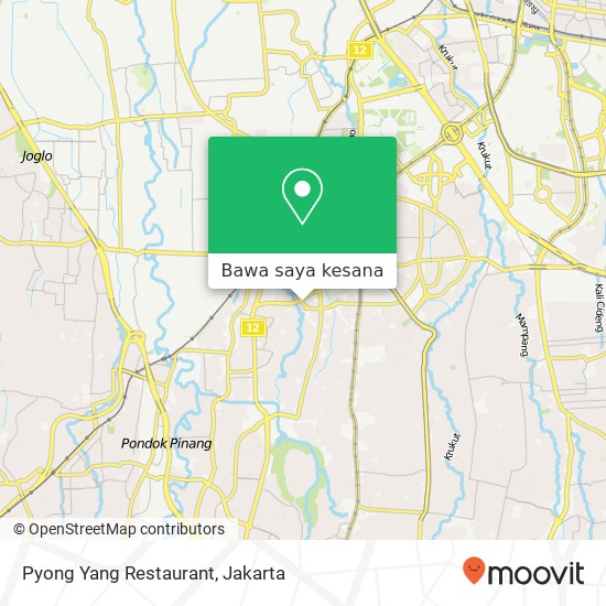 Peta Pyong Yang Restaurant, Jalan Gandaria 1 Kebayoran Baru Jakarta 12130