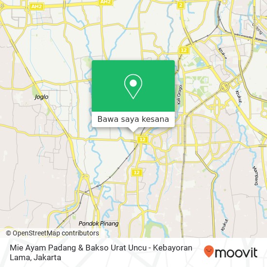 Peta Mie Ayam Padang & Bakso Urat Uncu - Kebayoran Lama, Jalan Kebayoran Lama Kebayoran Lama Jakarta Selatan 12230