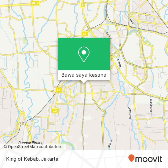 Peta King of Kebab, Jalan Hang Tuah Raya Kebayoran Baru Jakarta Selatan 12120