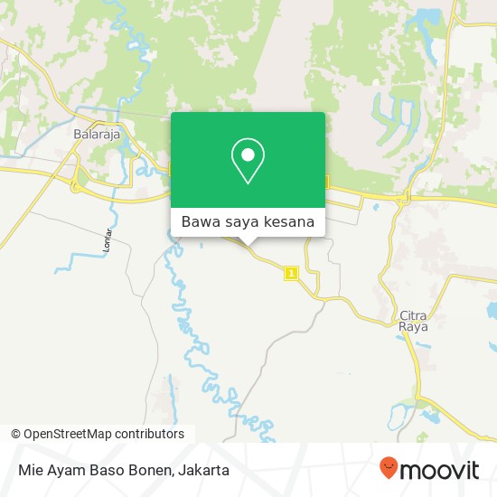 Peta Mie Ayam Baso Bonen, Jalan Raya Serang Cikupa Tangerang