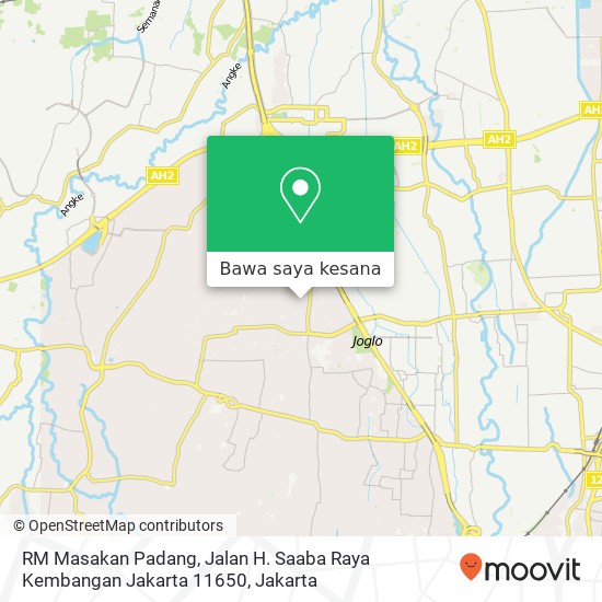 Peta RM Masakan Padang, Jalan H. Saaba Raya Kembangan Jakarta 11650