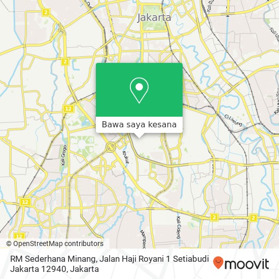 Peta RM Sederhana Minang, Jalan Haji Royani 1 Setiabudi Jakarta 12940