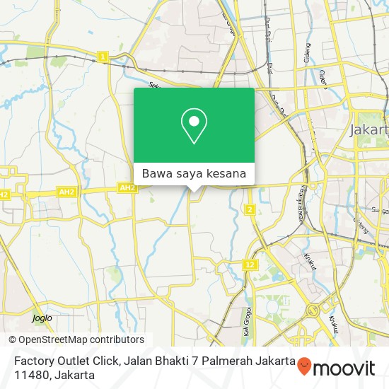 Peta Factory Outlet Click, Jalan Bhakti 7 Palmerah Jakarta 11480