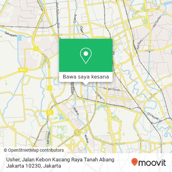 Peta Usher, Jalan Kebon Kacang Raya Tanah Abang Jakarta 10230