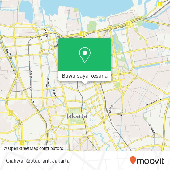 Peta Ciahwa Restaurant, Jalan Krekot Bunder 72 Sawah Besar Jakarta Pusat 10710