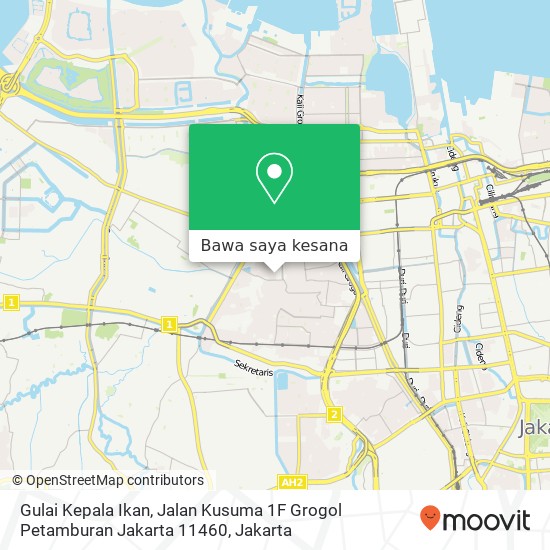 Peta Gulai Kepala Ikan, Jalan Kusuma 1F Grogol Petamburan Jakarta 11460