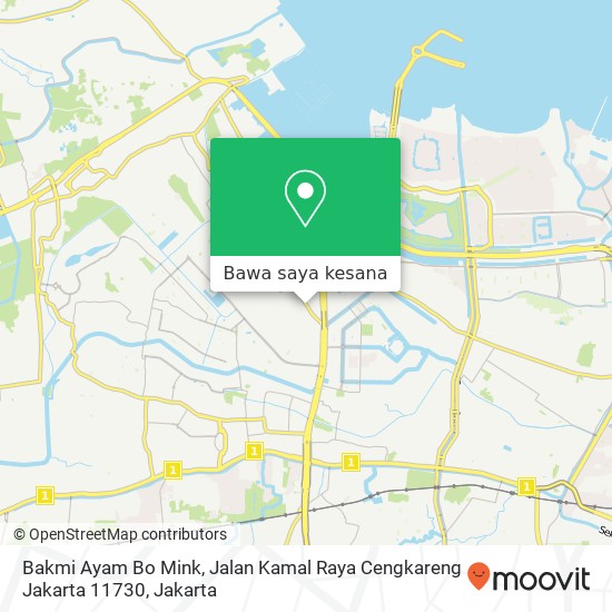 Peta Bakmi Ayam Bo Mink, Jalan Kamal Raya Cengkareng Jakarta 11730