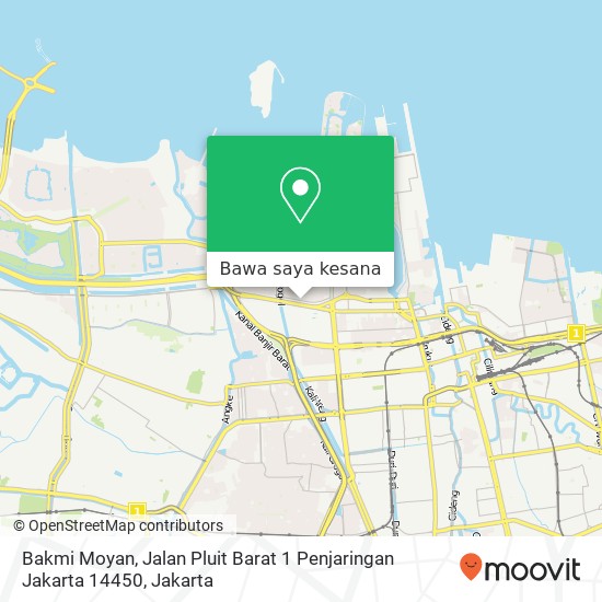 Peta Bakmi Moyan, Jalan Pluit Barat 1 Penjaringan Jakarta 14450
