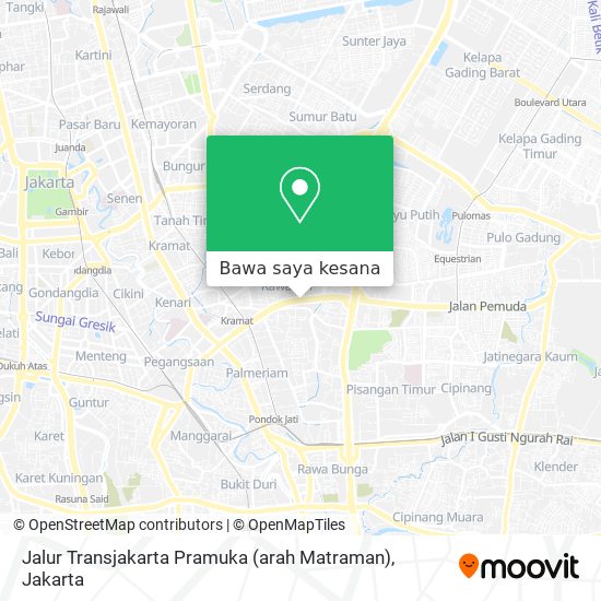 Peta Jalur Transjakarta Pramuka (arah Matraman)