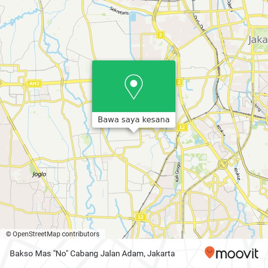 Peta Bakso Mas "No" Cabang Jalan Adam