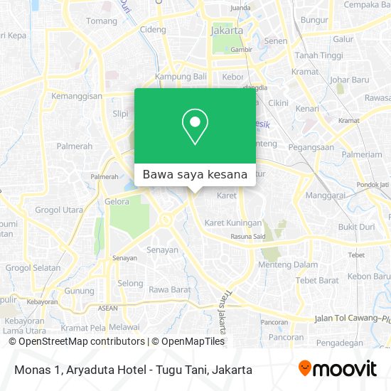 Peta Monas 1, Aryaduta Hotel - Tugu Tani