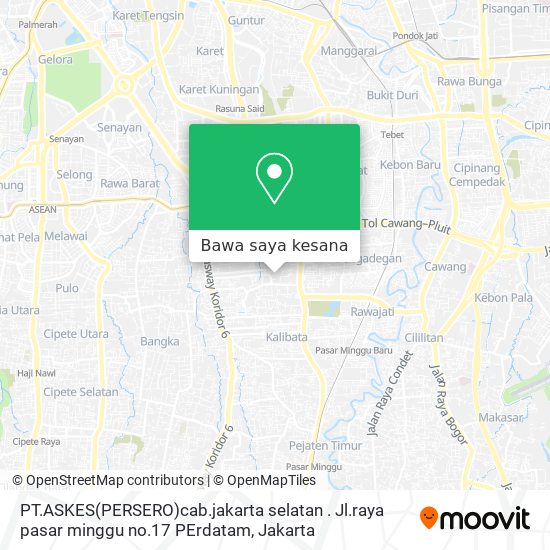 Peta PT.ASKES(PERSERO)cab.jakarta selatan . Jl.raya pasar minggu no.17 PErdatam