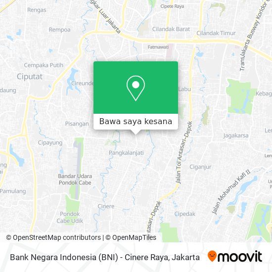 Peta Bank Negara Indonesia (BNI) - Cinere Raya