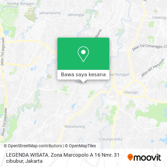 Peta LEGENDA WISATA. Zona Marcopolo A 16 Nmr. 31 cibubur