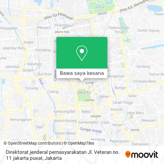 Peta Direktorat jenderal pemasyarakatan Jl. Veteran no. 11 jakarta pusat