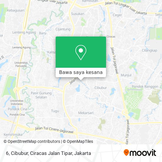 Peta 6, Cibubur, Ciracas Jalan Tipar