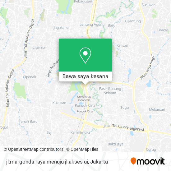 Peta jl.margonda raya menuju jl.akses ui