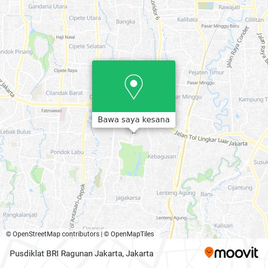 Peta Pusdiklat BRI Ragunan Jakarta