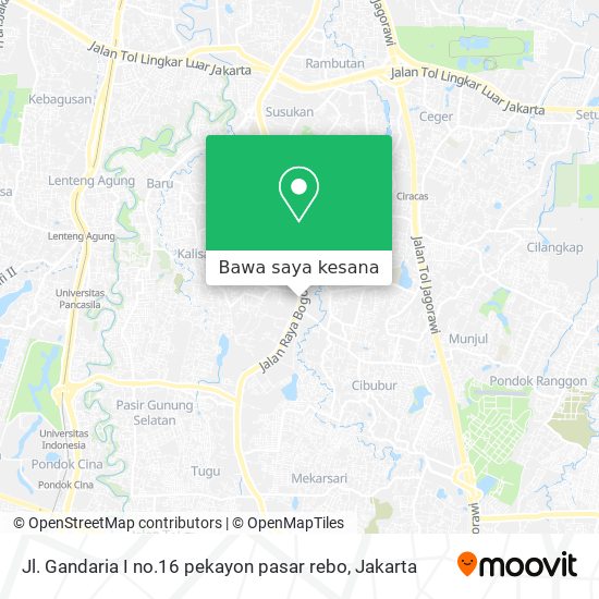 Peta Jl. Gandaria I no.16 pekayon pasar rebo