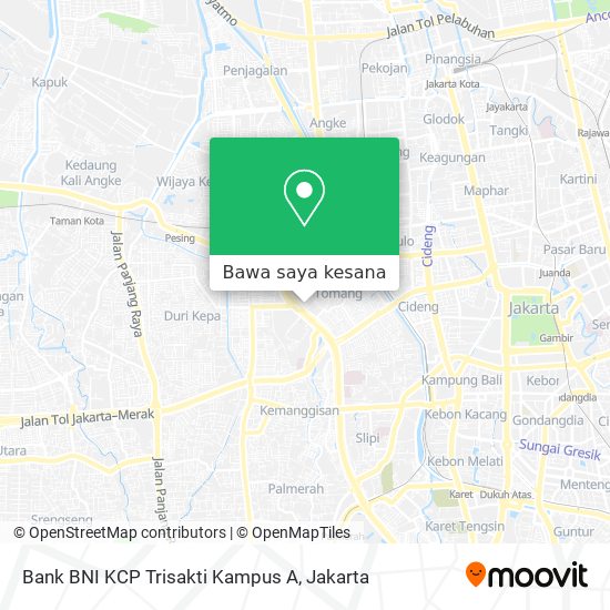 Peta Bank BNI KCP Trisakti Kampus A