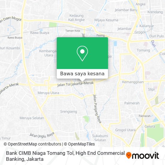 Peta Bank CIMB Niaga Tomang Tol, High End Commercial Banking