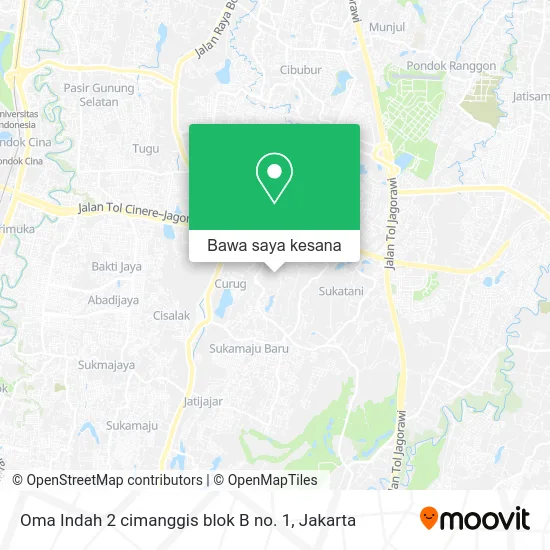 Peta Oma Indah 2 cimanggis blok B no. 1
