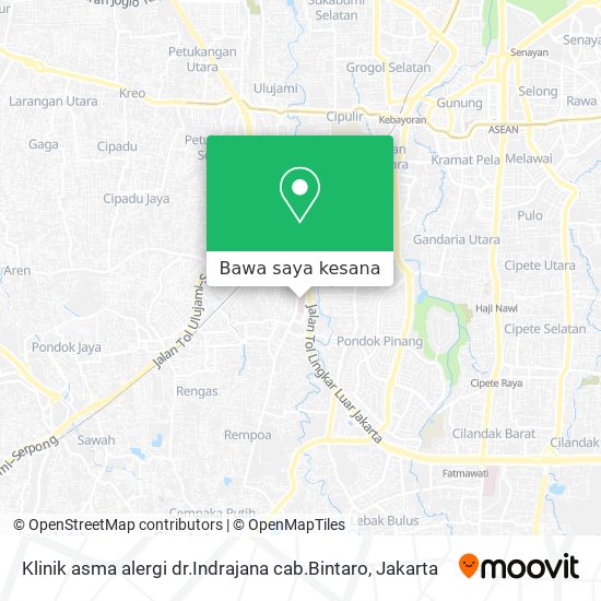 Peta Klinik asma alergi dr.Indrajana cab.Bintaro