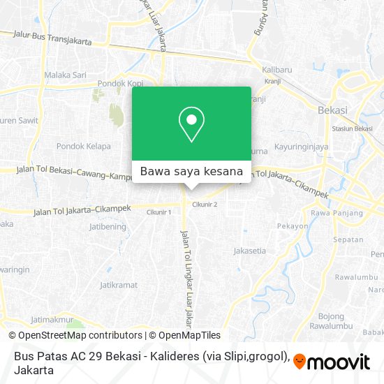 Peta Bus Patas AC 29 Bekasi - Kalideres (via Slipi,grogol)