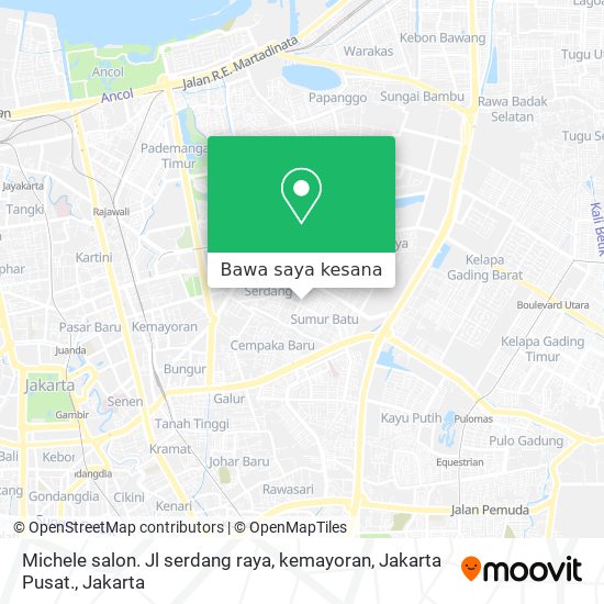 Peta Michele salon. Jl serdang raya, kemayoran, Jakarta Pusat.