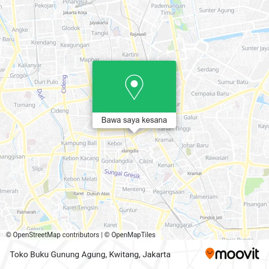 Peta Toko Buku Gunung Agung, Kwitang