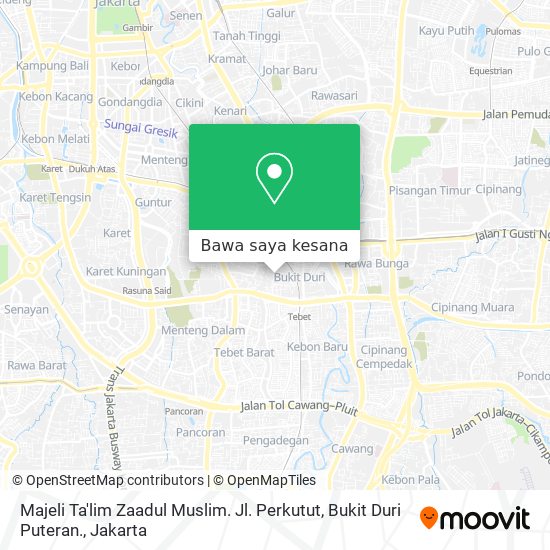 Peta Majeli Ta'lim Zaadul Muslim.
Jl. Perkutut, Bukit Duri Puteran.