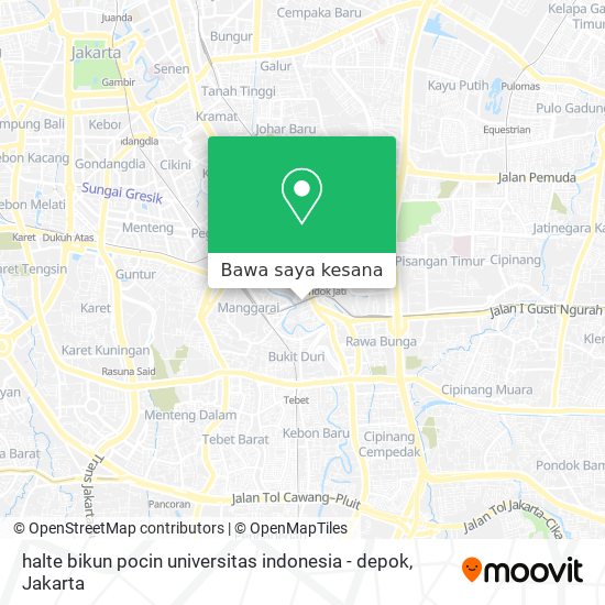 Peta halte bikun pocin universitas indonesia - depok