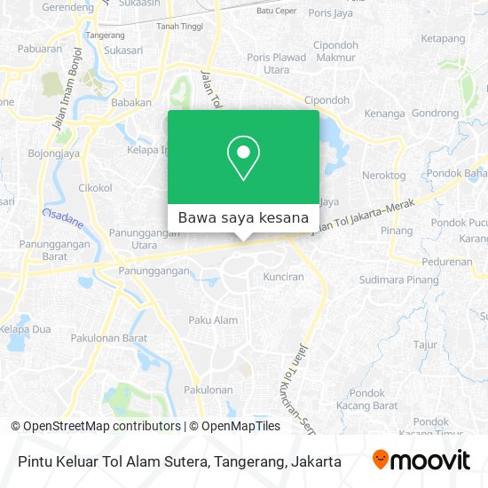 Peta Pintu Keluar Tol Alam Sutera, Tangerang