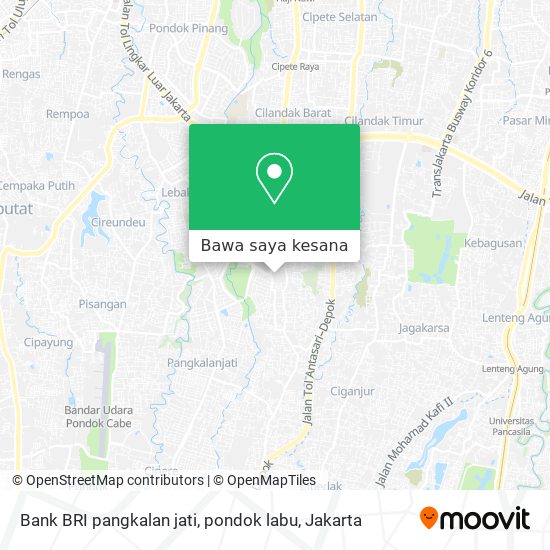 Peta Bank BRI pangkalan jati, pondok labu