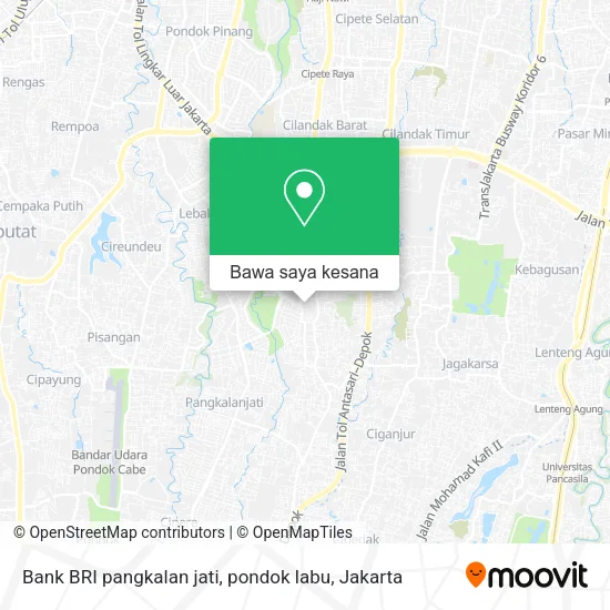 Peta Bank BRI pangkalan jati, pondok labu