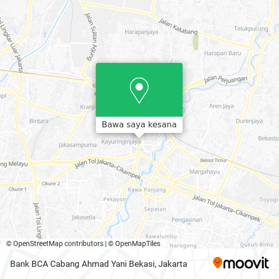 Peta Bank BCA Cabang Ahmad Yani Bekasi