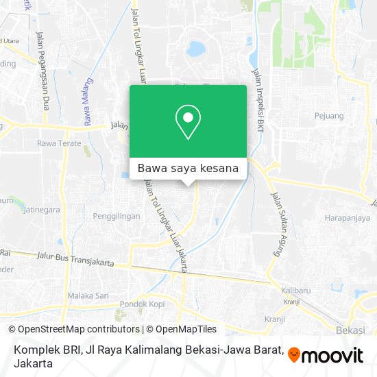 Peta Komplek BRI, Jl Raya Kalimalang Bekasi-Jawa Barat